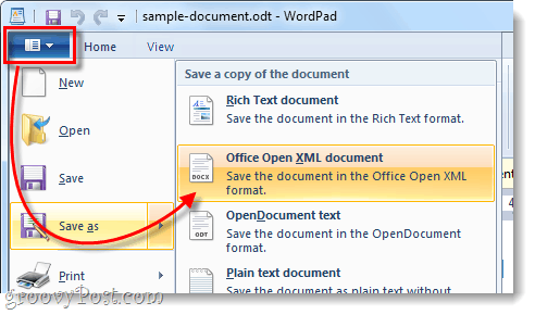simpan file odt sebagai dokumen xml terbuka