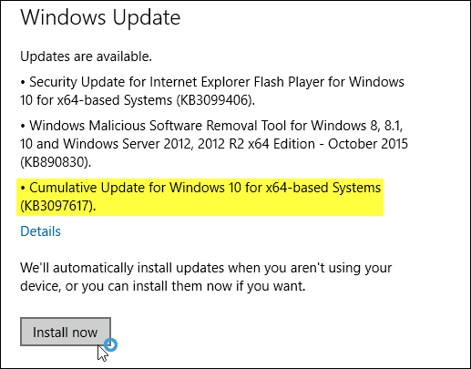 Pembaruan Kumulatif Windows 10 KB3097617 Sekarang Tersedia
