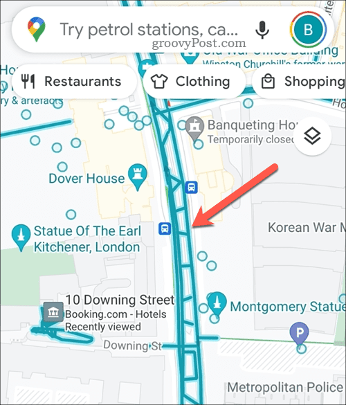 Pilih jalur tampilan Jalan Google Maps