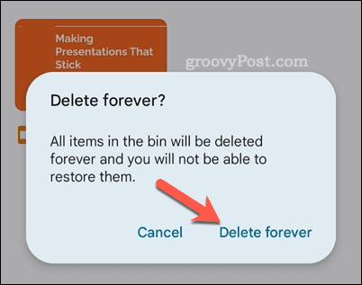 Menghapus file Google Drive selamanya