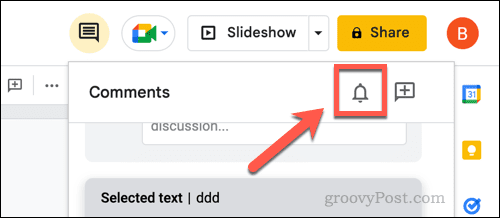Buka pengaturan notifikasi komentar di Google Slides