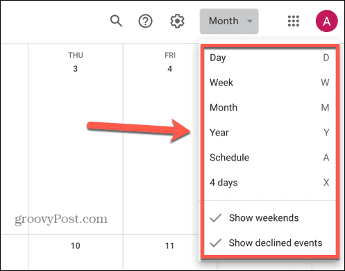 tampilan pilih kalender google