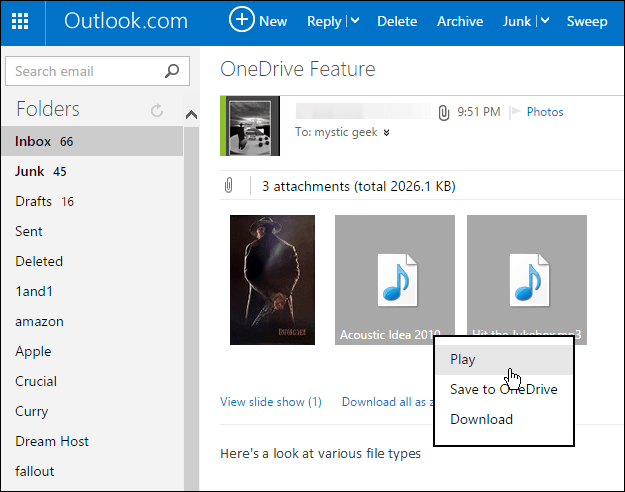 Simpan Lampiran Outlook.com ke OneDrive dengan Klik
