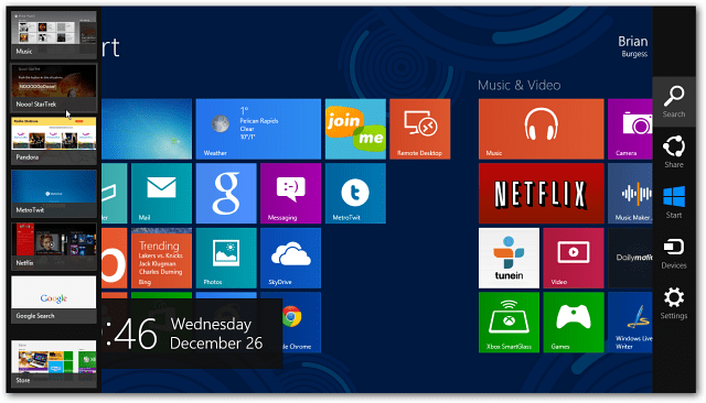 Nonaktifkan Windows 8 Hot Corner dari Menampilkan Charms Bar dan Switcher