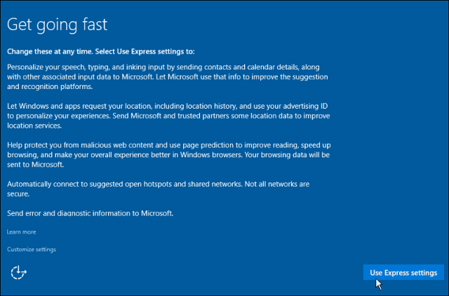 Pengaturan Epress Windows 10