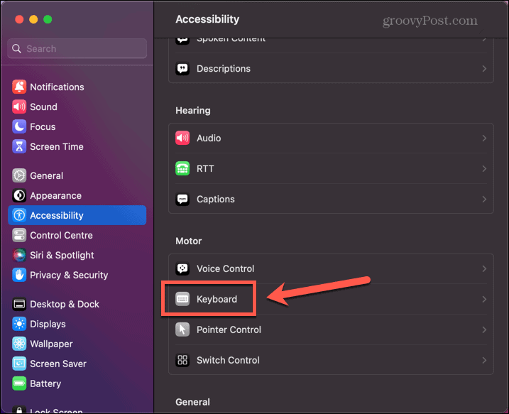 pengaturan aksesibilitas keyboard mac