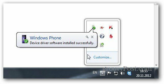 windows phone 8 terhubung diakui