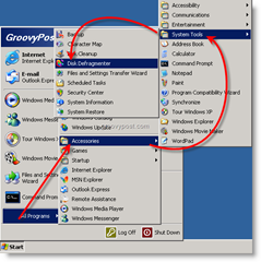 Luncurkan Disk Defragmenter dari Windows XP