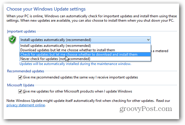 Jadikan Windows 8 Menampilkan Pemberitahuan Desktop untuk Pembaruan