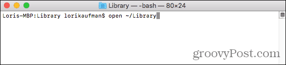 Buka folder Library di Finder dari Terminal di Mac