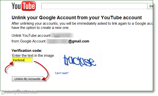konfirmasi bahwa Anda ingin memutuskan tautan akun google dan youtube Anda