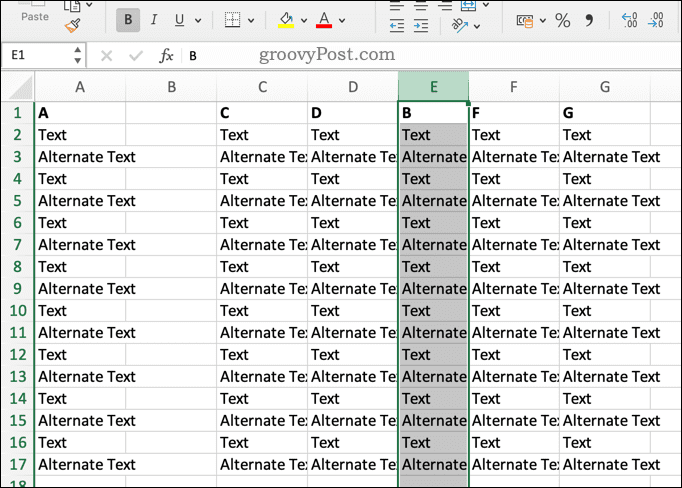 Menimpa kolom Excel