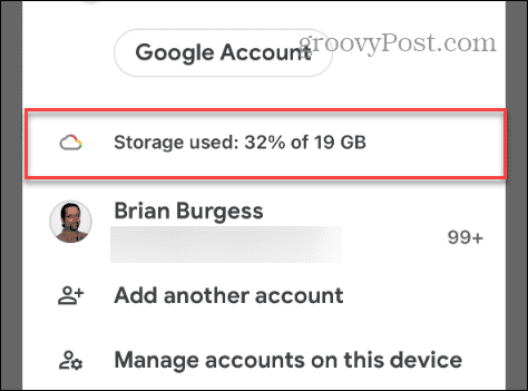 ruang penyimpanan menggunakan gmail item lainnya