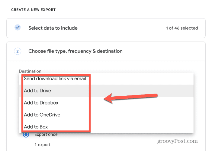 opsi penyimpanan cloud google takeout