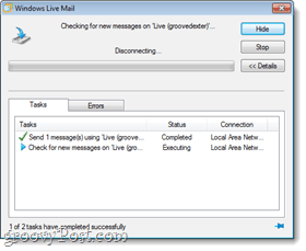 Tes sinkronisasi surat Windows Live