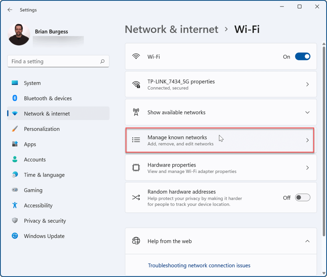 Lupakan Jaringan Wi-Fi di Windows 11