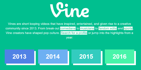 Twitter diam-diam meluncurkan Arsip Vine dari 2013 hingga 2016 di situs Vine.