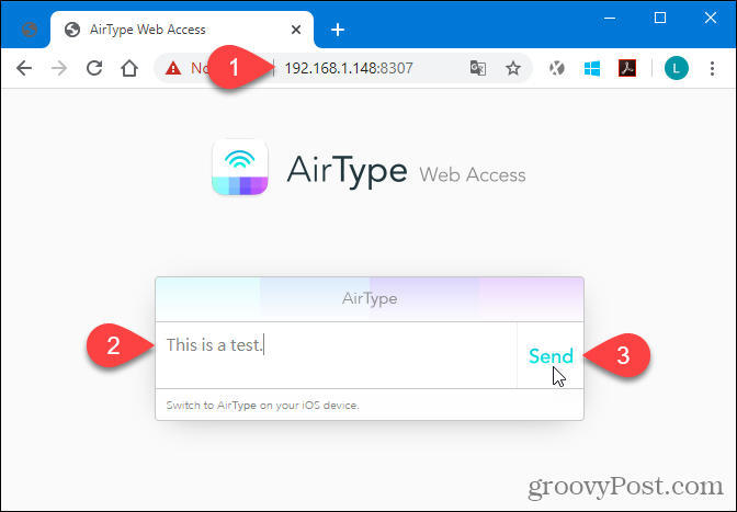 Menggunakan AirType di browser