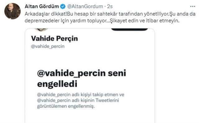 Akun palsu dibuka atas nama Vahide Perçin