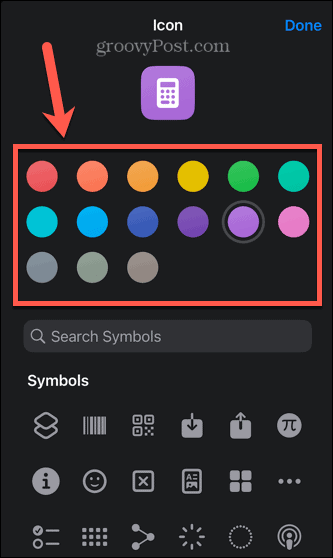 warna ikon pintasan iphone