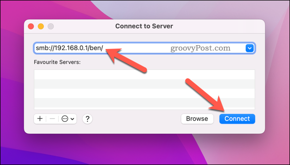 Terhubung ke server di Mac