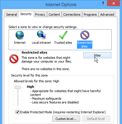 Situs Terbatas Internet Explorer
