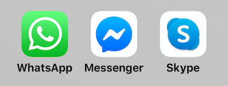 ikon untuk WhatsApp, Facebook Messenger, dan Skype
