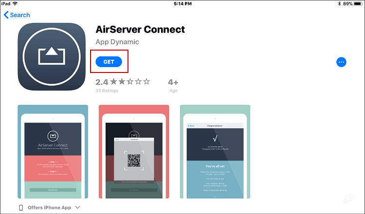 Instal AirServer Connect iOS