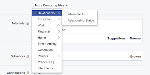 opsi demografis hubungan facebook