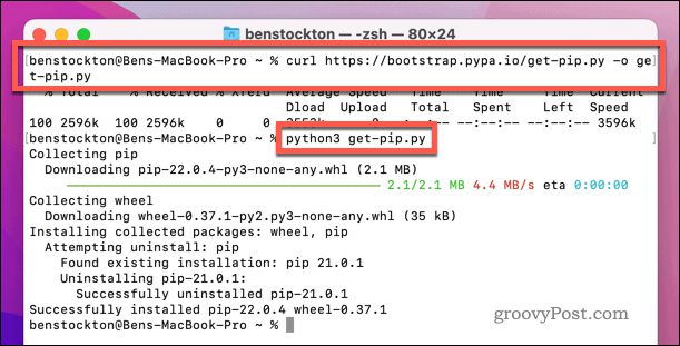 Menginstal PIP menggunakan skrip Get-PIP di Mac