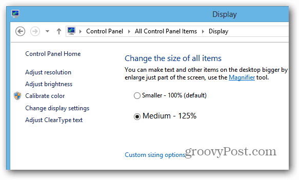 Opsi Tampilan Surface RT