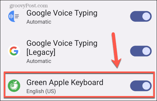 android mengaktifkan keyboard apel hijau