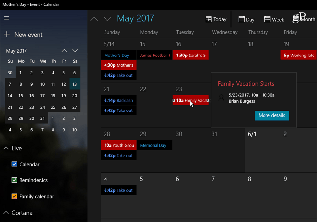 Aplikasi Kalender Windows 10