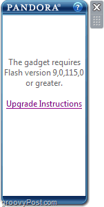 pandora flash windows gadget kesalahan 7