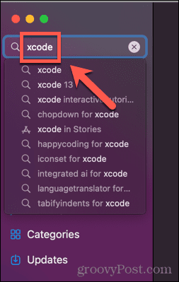 pencarian app store untuk xcode