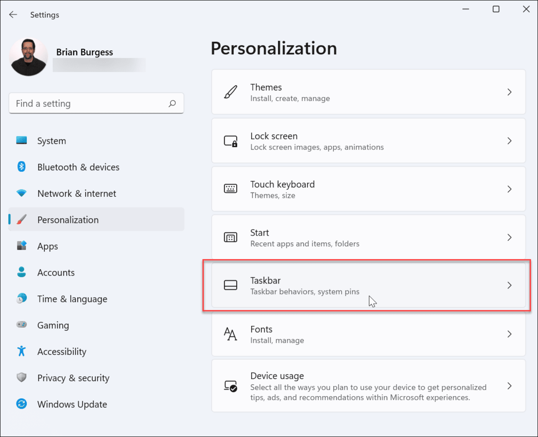 personalisasi taskbar Windows 11 pengaturan