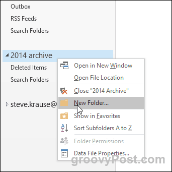 Outlook 2016 - Buat folder baru dalam file PST