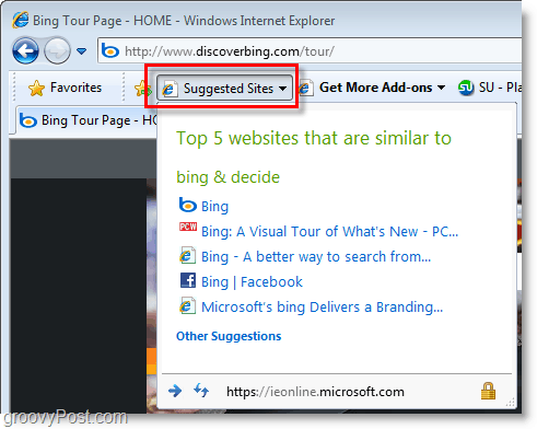 Internet Explorer 8 - situs yang disarankan menjengkelkan!