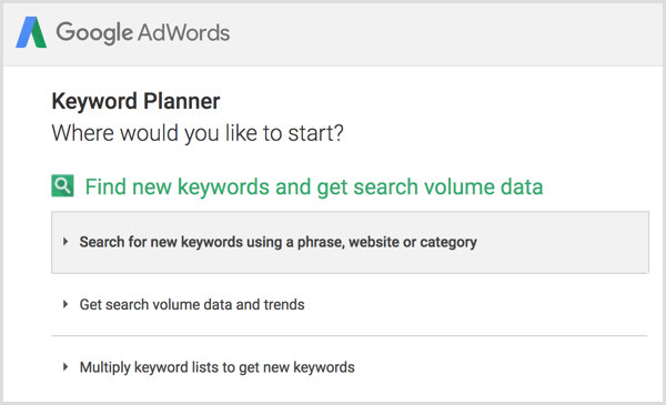 Google Keyword Planner mencari kata kunci baru