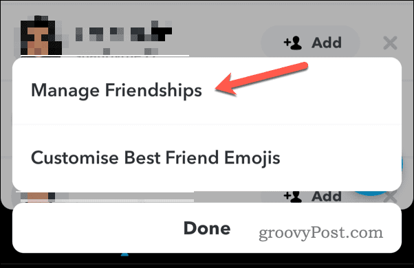 Kelola pertemanan di Snapchat
