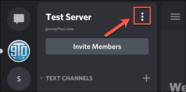 Ikon menu pengaturan server Discord tiga titik