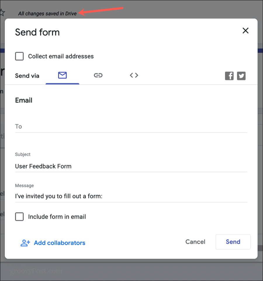 Google Formulir Mengirim Formulir Anda