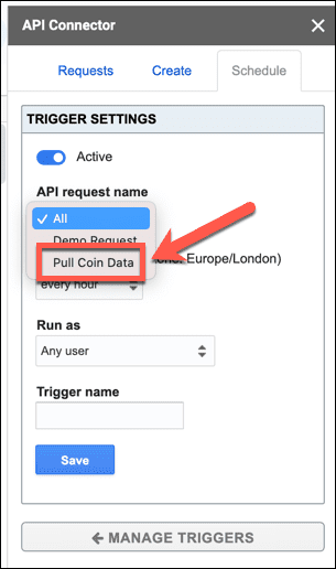 nama permintaan konektor api