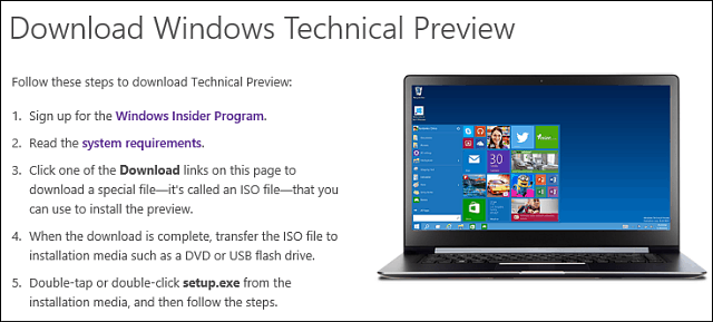 Unduh Pratinjau Teknis Windows 10
