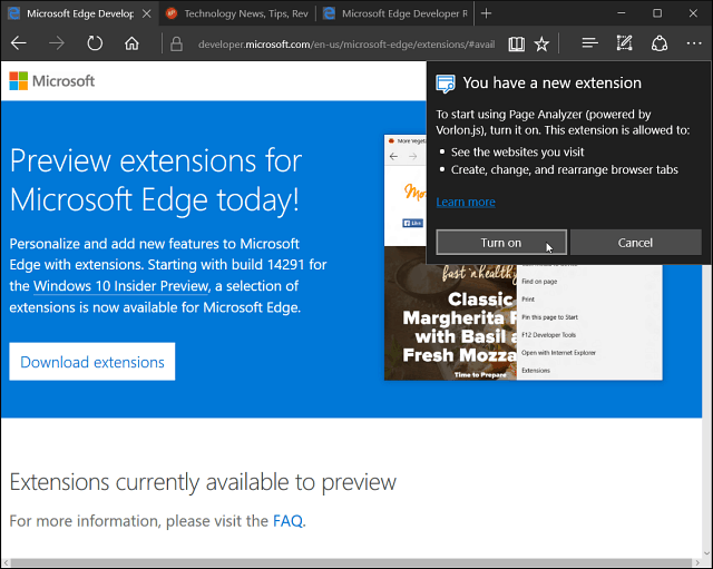 Ekstensi Microsoft Edge Diinstal