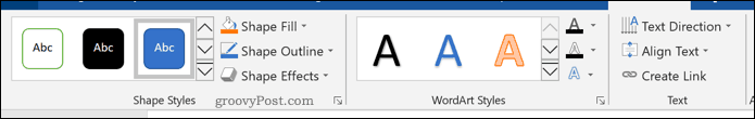 Alat pemformatan untuk bentuk di Word