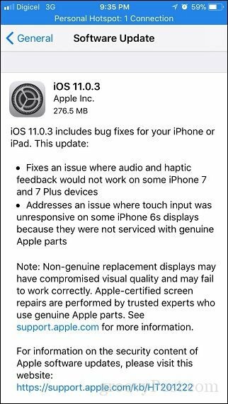 Apple iOS 11.0.3 - Apple Merilis Pembaruan Kecil Lainnya untuk iPhone dan iPad