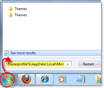 muat folder tema di dalam appdate Anda dan gunakan lokasi profil di windows 7