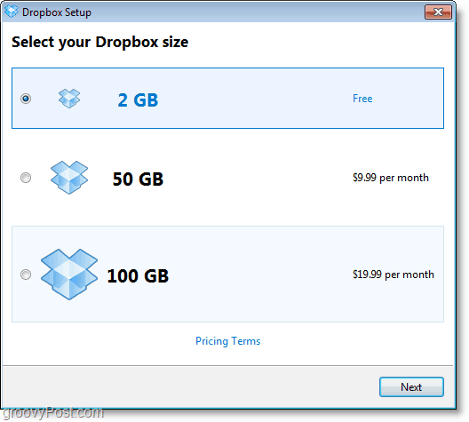 Tangkapan layar Dropbox - dapatkan akun 2GB gratis