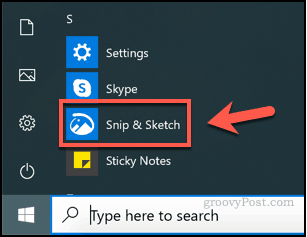 Meluncurkan Snip dan Sketsa di Windows